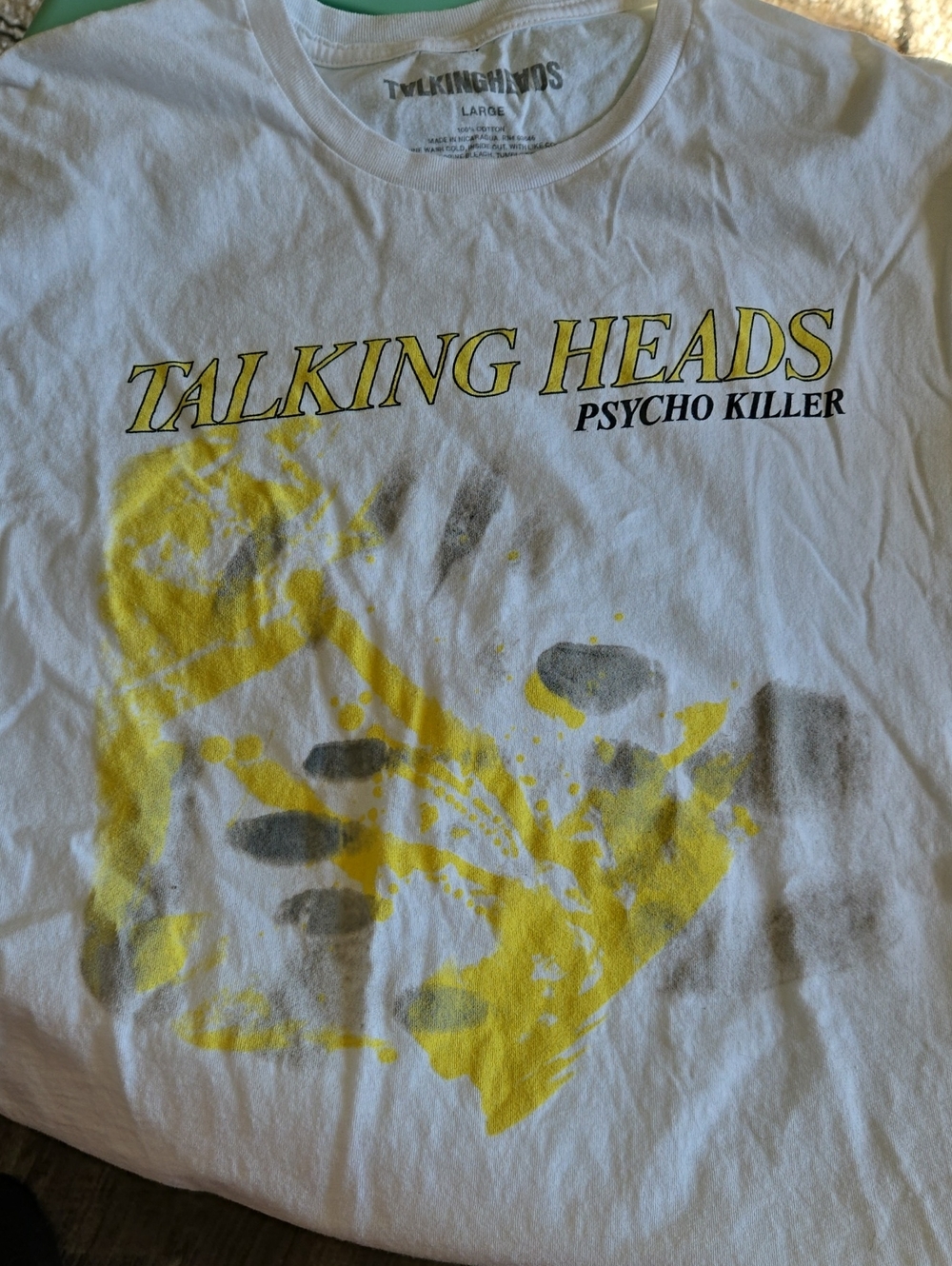Talking Heads "Psycho Killer" Graphic Tee - White & Yellow